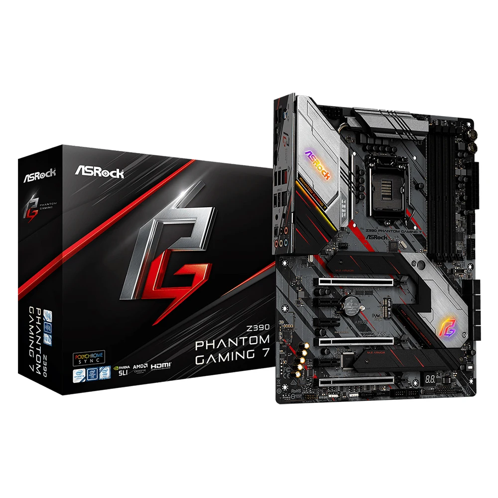 ASRock Z390 Phantom Gaming 7 For Intel LGA 1151 Socket SATA3 Ultra M.2 Interface USB 3.1 Type A+C DDR4 ATX PC Desktop Mainboard |