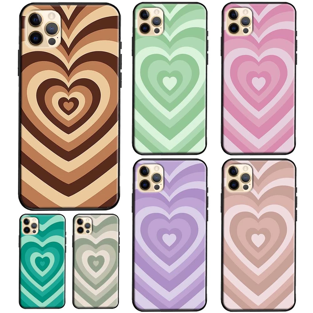 Latte Love Brown Heart Aesthetic Case For Iphone 13 Pro Max 12 Mini X Xr Xs Max 7 8 Plus Se 11 Pro Max Phone Cover Mobile Phone Cases Covers Aliexpress