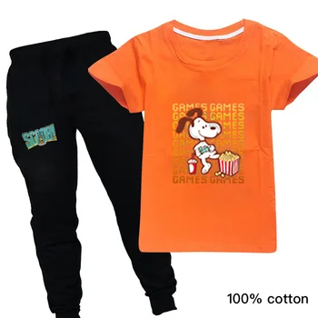 

Baby Girl Summer Children Clothes Set Toddler Scooby Doo Top Shirt+ Pants Cartoon Kids Boys Clothing Boutique Outfits