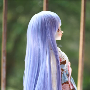 

Dolls Accesoires Long Straight Hair Slanted Bangs Wig For 1/3 1/4 BJD Dolls - Purple (Only Wig, Without Doll And Other Parts)