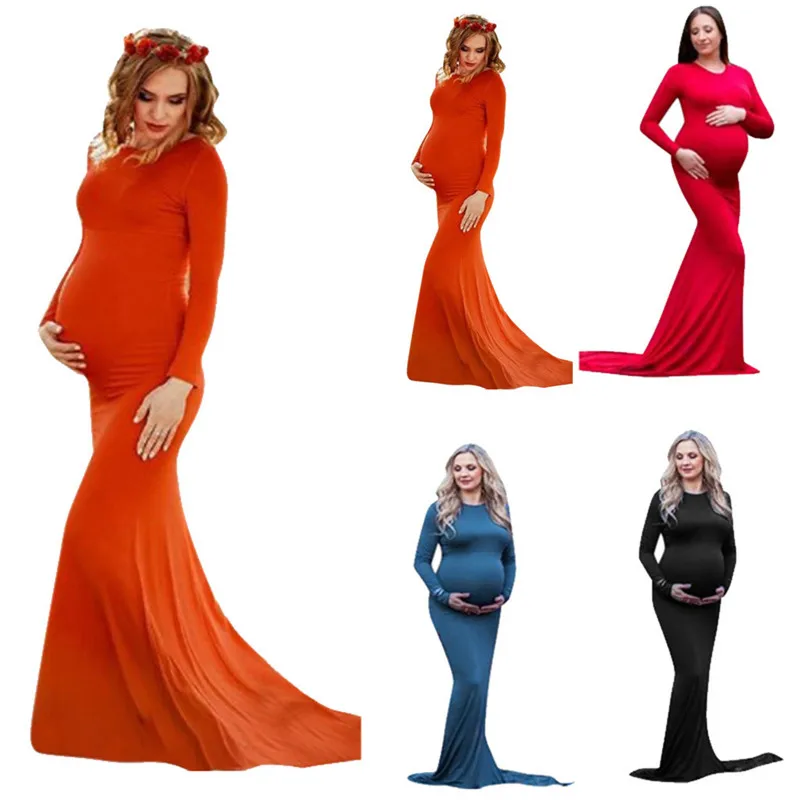 Женские платья для беременных; однотонные платья в пол с длинным рукавом для беременных; платья для фотосъемки; платье для беременных; Прямая поставка