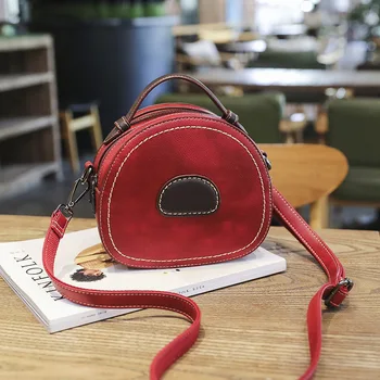 

New Women's Bag Small Round Bag Shoulder Messenger Bag Retro Half Moon Bag
