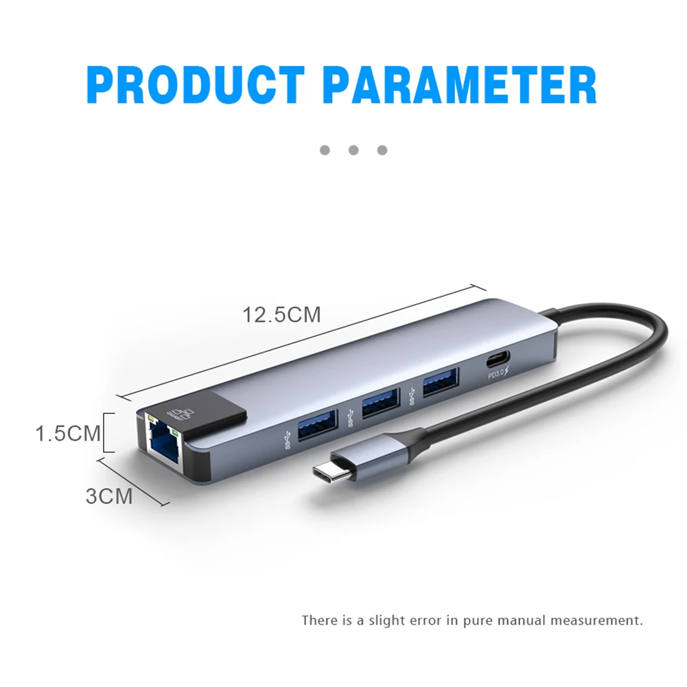 Концентратор USB 5 в 1 Heat-5in1 концентратор USB Type C 4K Hdmi USB C гигабитный Ethernet RJ45 LAN адаптер