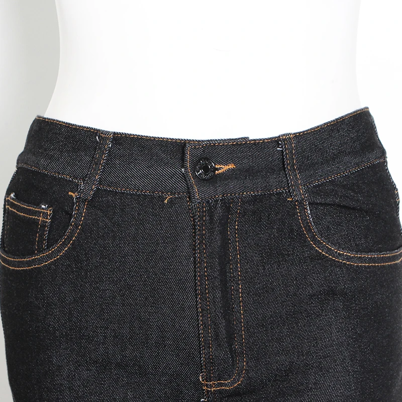 TWOTWINSTYLE Irregular Hollow Out Denim Pants For Women High Waist Pocket Knee Length Pants Female 2020 Summer Fashion New