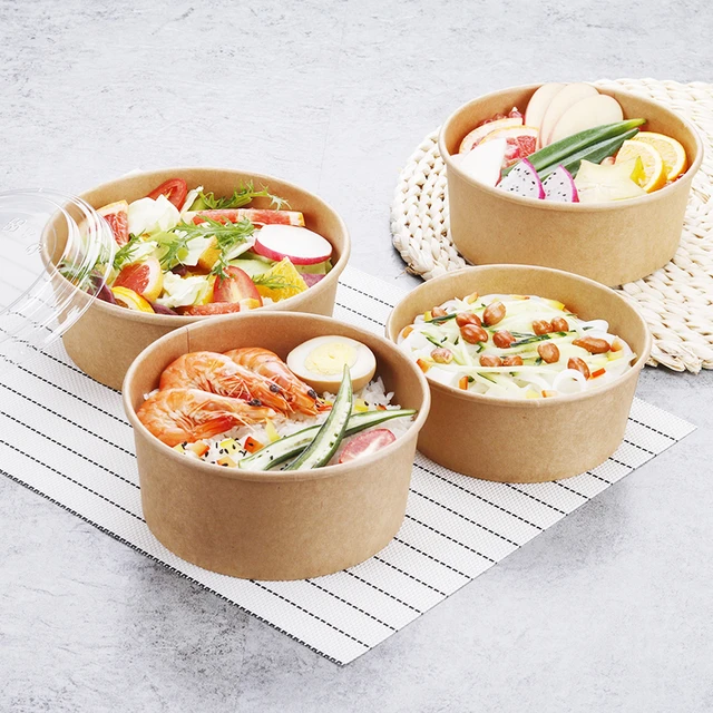 Takeaway Food Containers Lunch Box Disposable Paper Slalad Bowl - China  Kraft Food Container Kraft Paper Bowl, Kraft Paper Container Take Away Food  Container