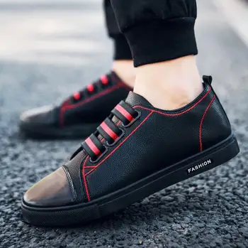 

Trend Retro Men Breathable chunky Sneakers Leather Flat Shoes Men Vulcanize Shoes Outdoor High Quality Footwear tenis masculino