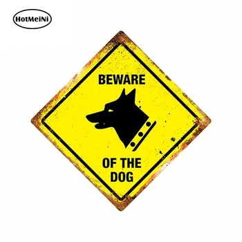 

HotMeiNi 13cm x 13cm Car Sticker BEWARE OF THE DOG - Diamond Metal Wall Sign Plaque Garden Fence Guard Pet Car Styling