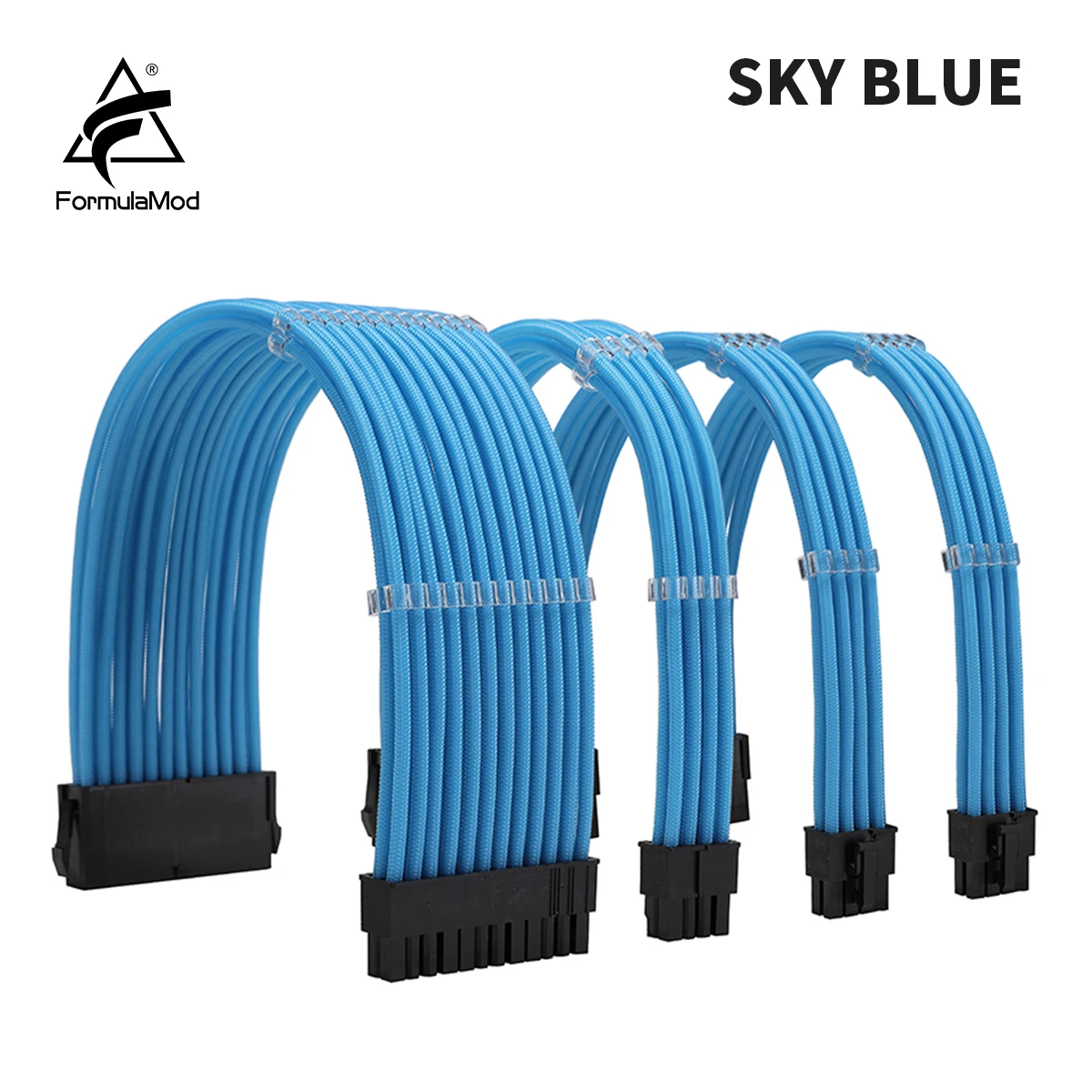 FormulaMod NCK1 Series PSU Extension Cable Kit , Solid Color Cable Solid Combo 300mm ATX24Pin PCI-E8Pin CPU8Pin With Combs  