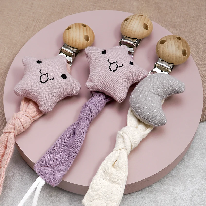 Factory Direct Baby Organic Cotton Dummy With Wooden Pacifier Clip