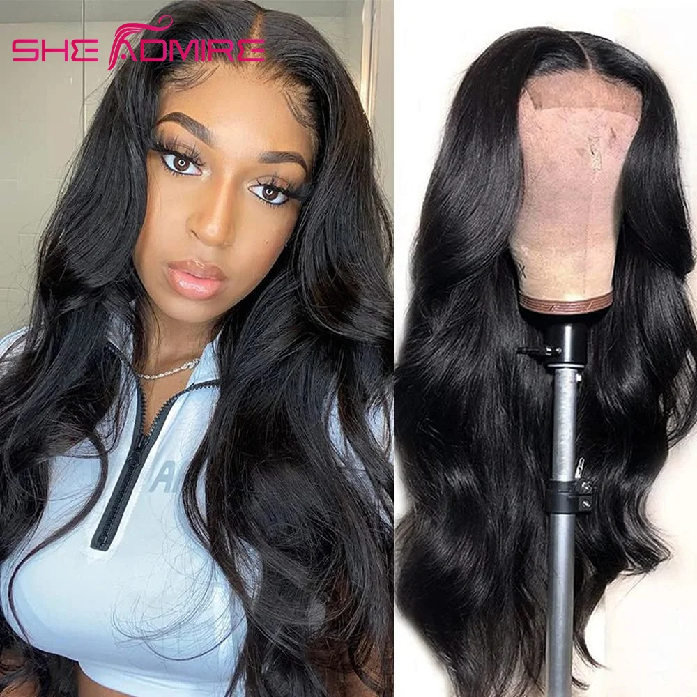 

Body Wave 4X4 Lace Closure Wigs Human Hair with Baby Hair Remy Glueless She Admire Long 40 Inch Wig for Black Women