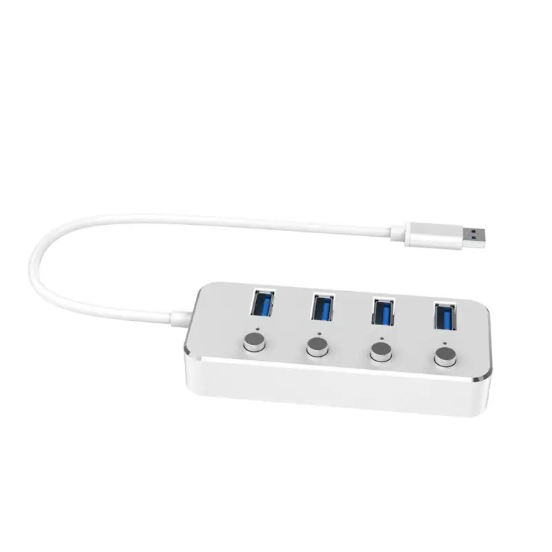 Алюминий 4 Порты и разъёмы USB 3,0 концентратор высокой Скорость USB разветвитель с индивидуальным включения/выключения D08B