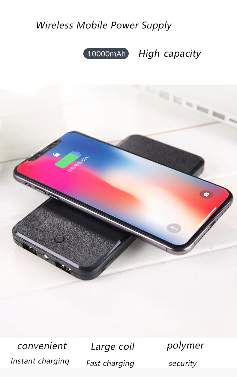 10000 мАч, беспроводное зарядное устройство, внешний аккумулятор для IPhone, samsung, внешний аккумулятор, двойное USB зарядное устройство, беспроводной внешний аккумулятор
