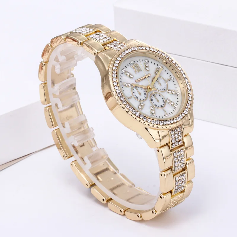 Reloj diamante,, модные золотые женские часы, роскошные хрустальные стразы, кварцевые наручные часы из нержавеющей стали