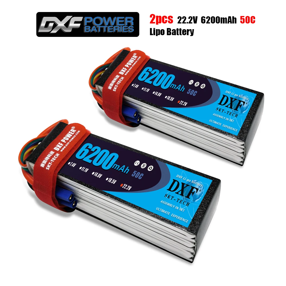 2020 DXF 2PCS lipo battery 6S 22.2V 6200mah 50C Max 100C Toys &amp Hobbies For Helicopters RC Models Li-polymer Battery | Игрушки и