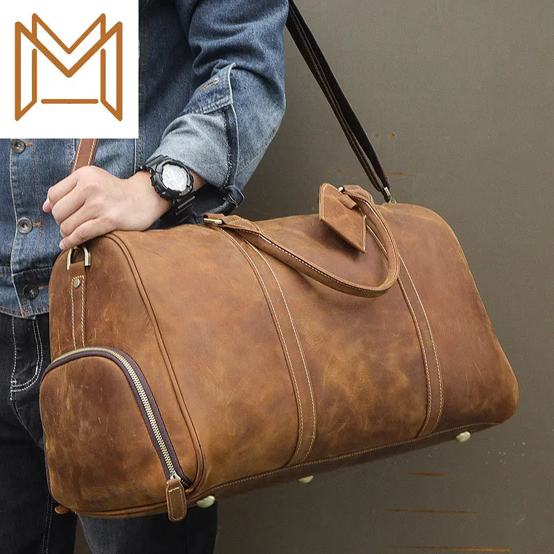 

Winter Genuine Leather Leisure Time Bodybuilding Package Crazy Horsehide Man Portable Shoe Travelling Bag