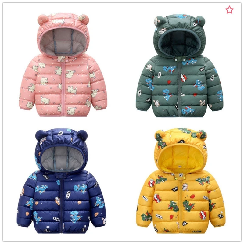 COOTELILI Cute Dinosaur Winter Parkas Kids Jackets For Baby Girls Boys Clothes Thick Cotton Children's Coat Baby Outerwear (7)