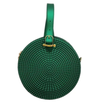 

AUAU-Women's Round Woven Frosted PVC Jelly Bags Women's Casual Shoulder Bags Messenger Bags Women Clutches Women's Handbags Trav