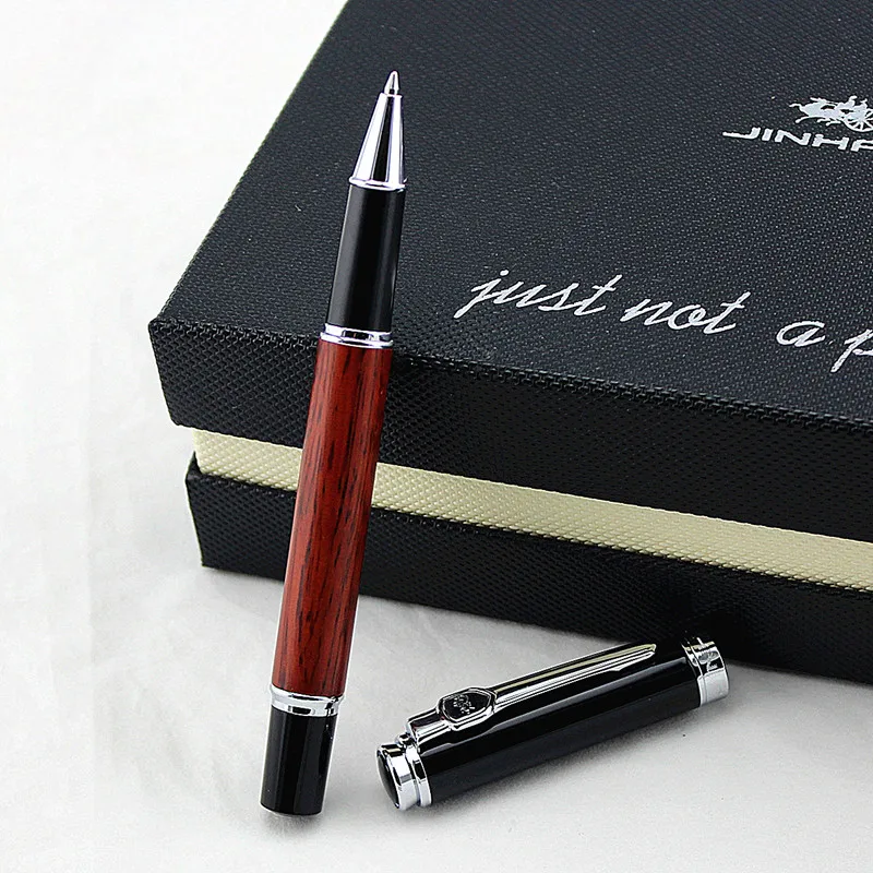 JINHAO 8802 роскошная деревянная металлическая шариковая ручка высокого качества черные чернила Ручка 0,7 мм перо Caneta канцелярские принадлежности подарочная ручка - Цвет: Q