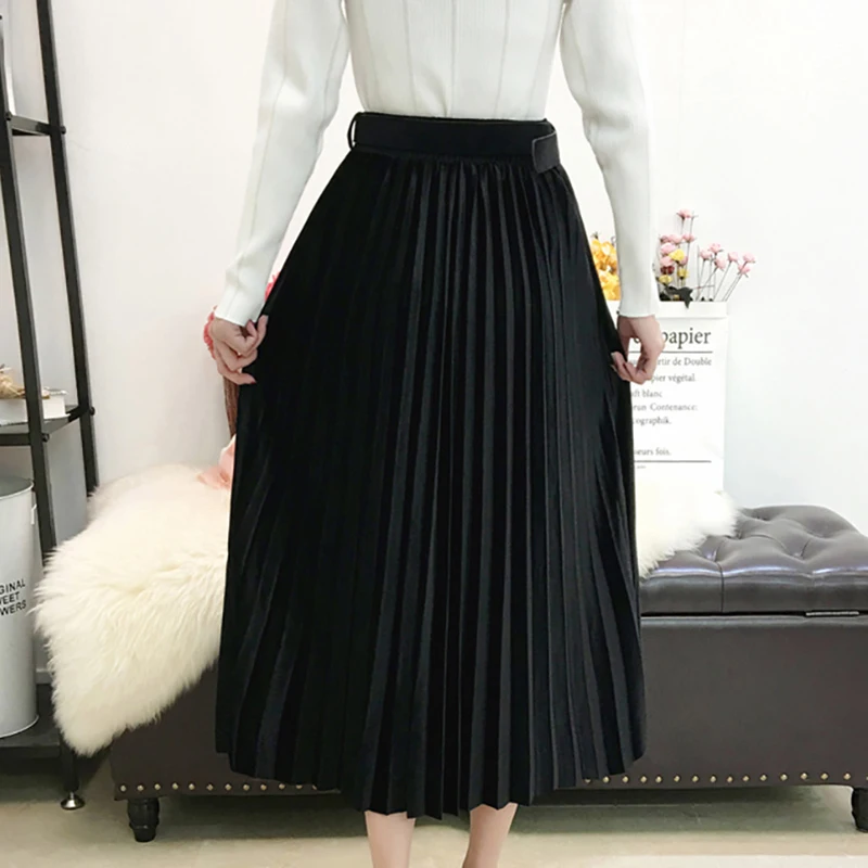 Модная плиссированная юбка; Милая юбка с эластичной резинкой на талии; Женская юбка средней длины