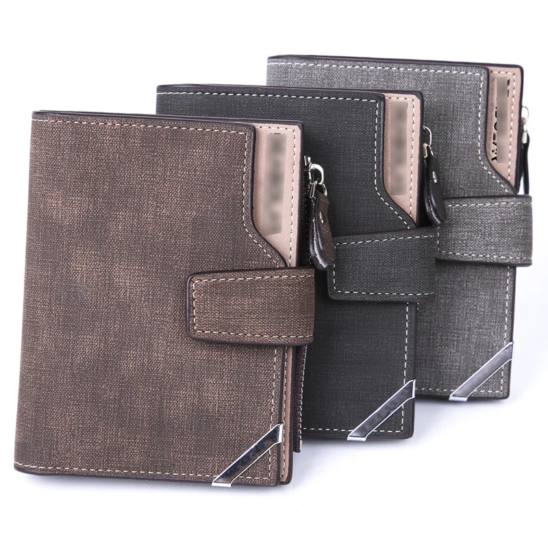 

Men's PU Leather Soft Short Zip Wallet Mail Bag Casual Money Bag Removable Card Slot Multifunction Small Coin Purse Clutch