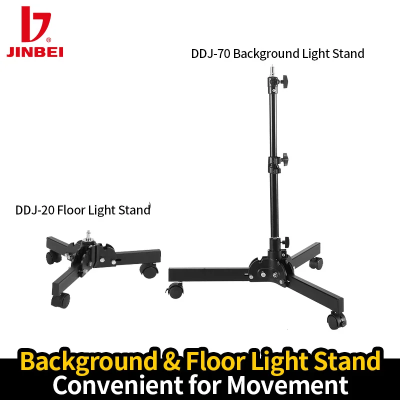 JINBEI Floor Light Stand DDJ20 Background Light Stand DDJ70 Dual-use Photography Fill Lighting with 3 Casters Wheel