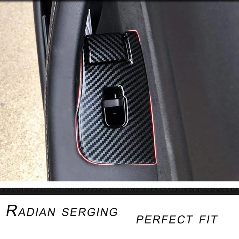  14Pcs Car Inner Door Armrest Window Lift Button Cover Trim Kit for Tesla Model 3 2018 2019 Window L