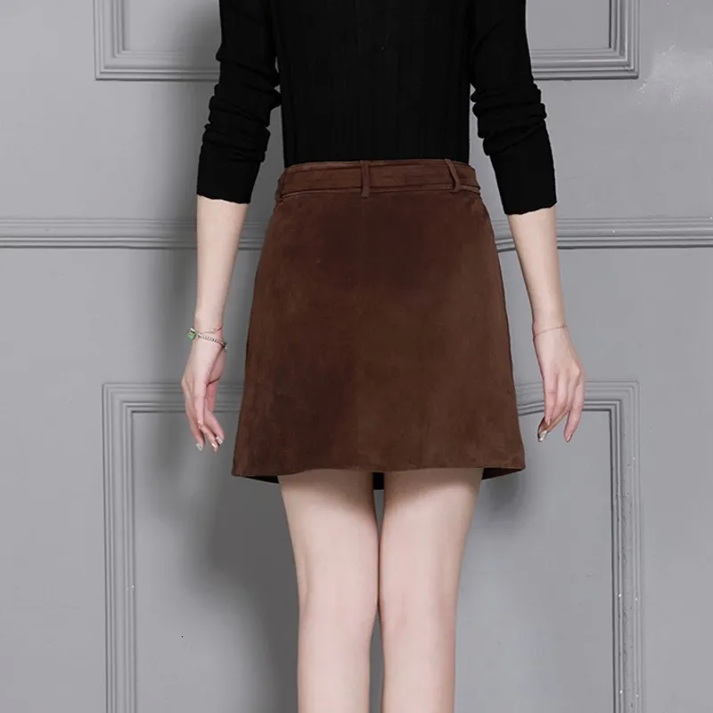Top Kwaliteit Echt Leer Suede Vrouwen A-lijn Rokken Hoge Taille Sjerpen Streetwear Slim Fit Plus Szie S-4XL Vrouwelijke Wrap Rokken Top Kwaliteit Echt Leer Suede Vrouwen A-lijn Rokken Hoge Taille Sjerpen Streetwear Slim Fit Plus Szie S-4XL Vrouwelijke Wrap Rokken