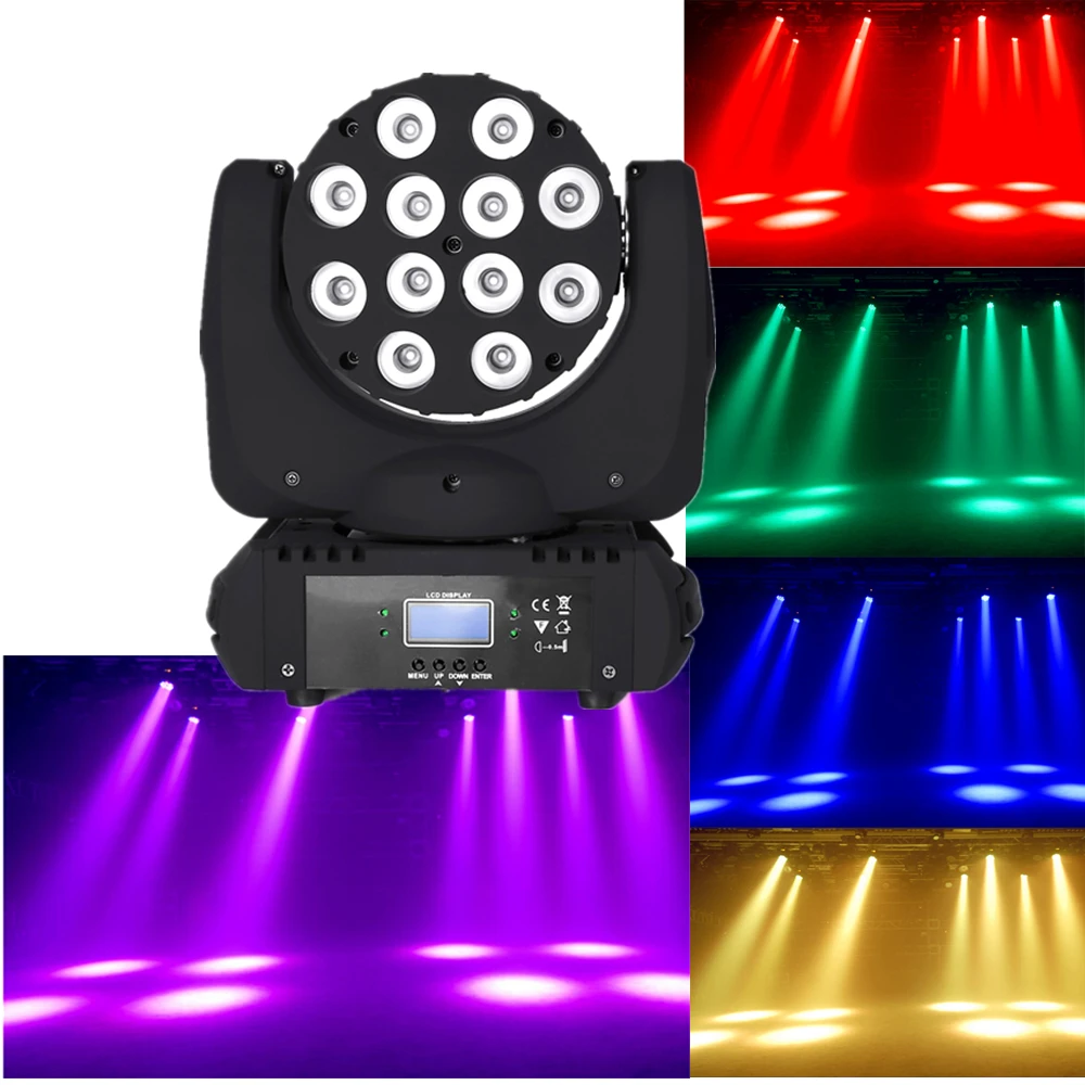 Светодиодный движущаяся головка 12x12 Вт rgbw 4в1 Цвет Улучшенный 9/16 dmx каналы dj