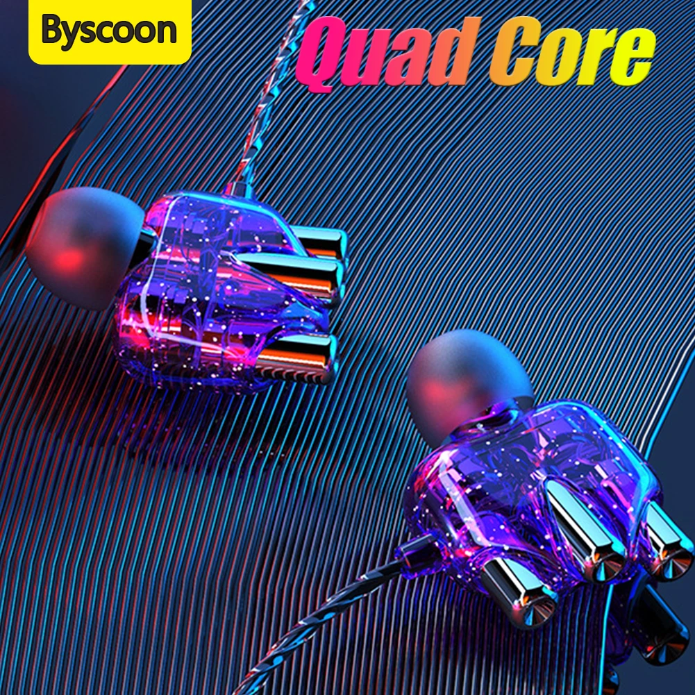 Byscoon Wired Headphones For Xiaomi Poco X3 Pro NFC In-ear Dual-speaker Earphones Wire-controlled Tuning Sports Gaming Earphone |