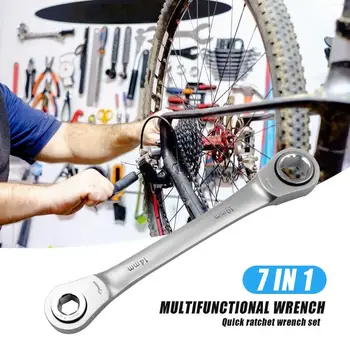 

7-in-1 7pcs/set Multi-functional High Quality Socket Wrench Set Quick Offset Ratchet Spanner Car Repairing Tool Kits