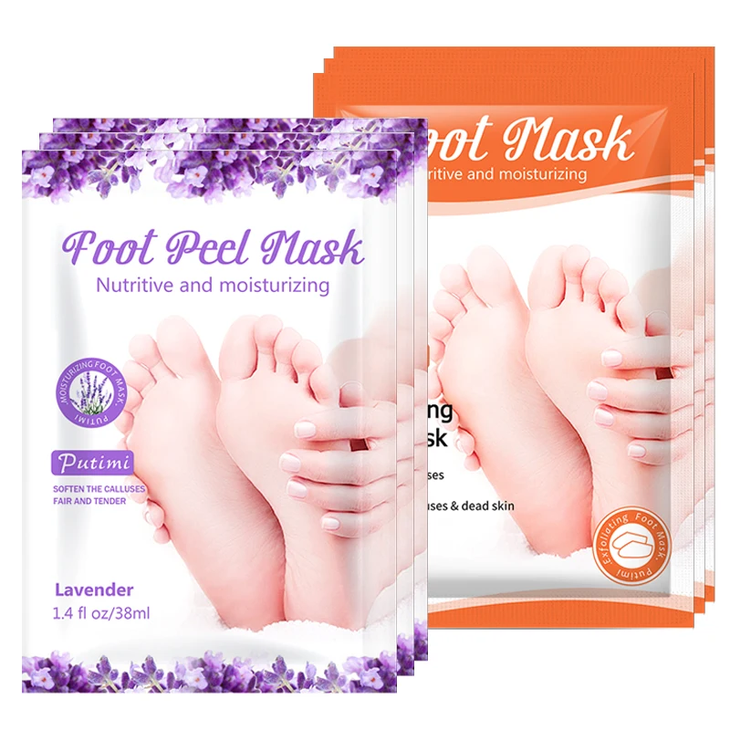 

Putimi 2Packs Lavender/Papaya Exfoliating Foot Mask for Legs Smooth Peeling Dead Skin Moisturizing Foot Mask Socks Foot Patches