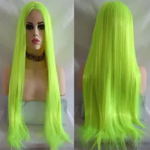 Светильник, зеленый, шелковистый, прямой, синтетический, 13*4, парик на кружеве, жаропрочные, волоконные волосы, натуральные волосы, средний пробор для женщин, парик