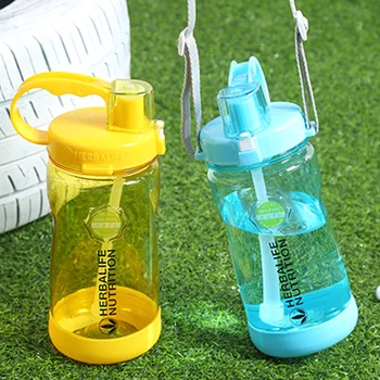 

New Arrival 1000m1L Tritan Yellow Blue Pink Fashion Portable Space Herbalife Nutrition Custom Shaker straps straw water Bottle