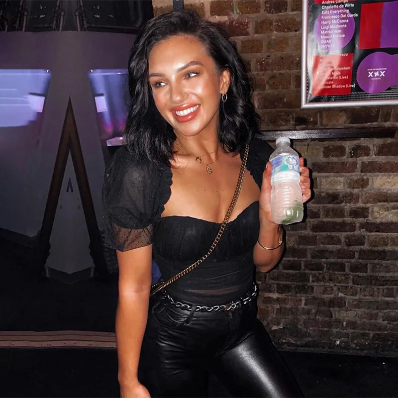 Yimunancy 2019 Puff Sleeve Mesh Bodysuit Women Fashion Dot Short Sleeve Black Bodysuit Ladies Skinny Bodysuit Summer Overalls Yimunancy 2019 Puff Sleeve Mesh Bodysuit Women Fashion Dot Short Sleeve Black Bodysuit Ladies Skinny Bodysuit Summer Overalls