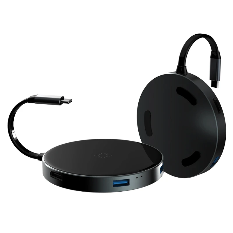 USB C концентратор к USB 3,0 концентратор HDMI адаптер QI Беспроводное зарядное устройство USB разветвитель для MacBook Pro аксессуары 6 портов Тип USB-C концентратор