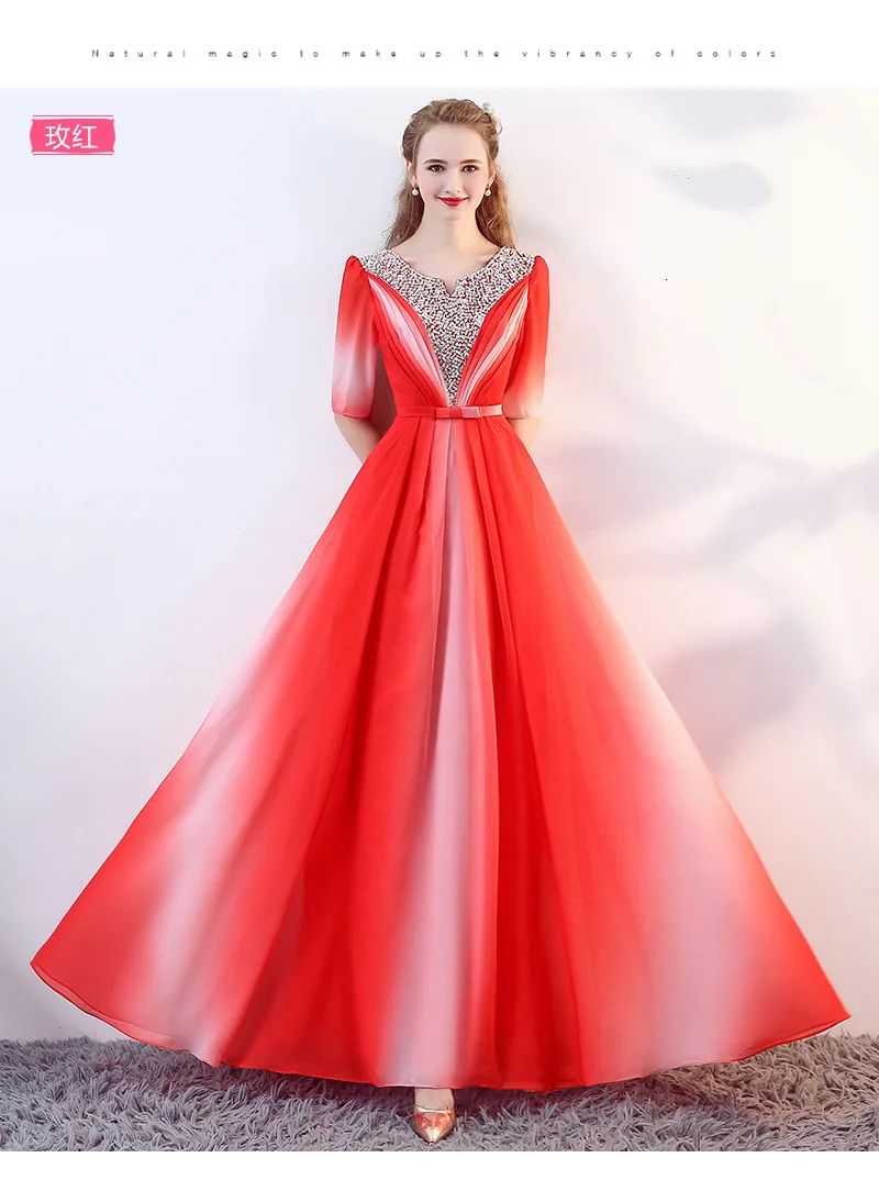 BacklakeGirls/Вечерние платья с коротким рукавом, v-образный вырез, Avondjurk, Cristal, шифон,, Vestido De Noite, Longo Para Festa