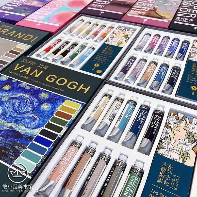 Super Vision 8ML Watercolor 10 Colors Artist Opacity Water Color Paint Tube for Painting Drawing Art Supplies