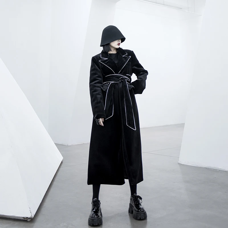 black GCC3062 XITAO, прямой бандаж, Женский Тренч, модный, новинка, весна, карман, на одной пуговице, длинный, полный рукав, повседневное, Свободное пальто, GCC3062 - Цвет: black GCC3062