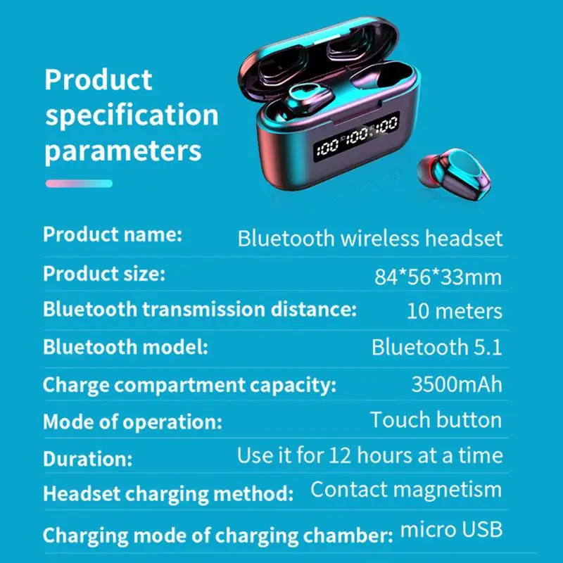 TWS Bluetooth 5 1 Wireless Headphone Digital LED Display In ear Sport Earphones Music Stereo Headset Noise Reduction