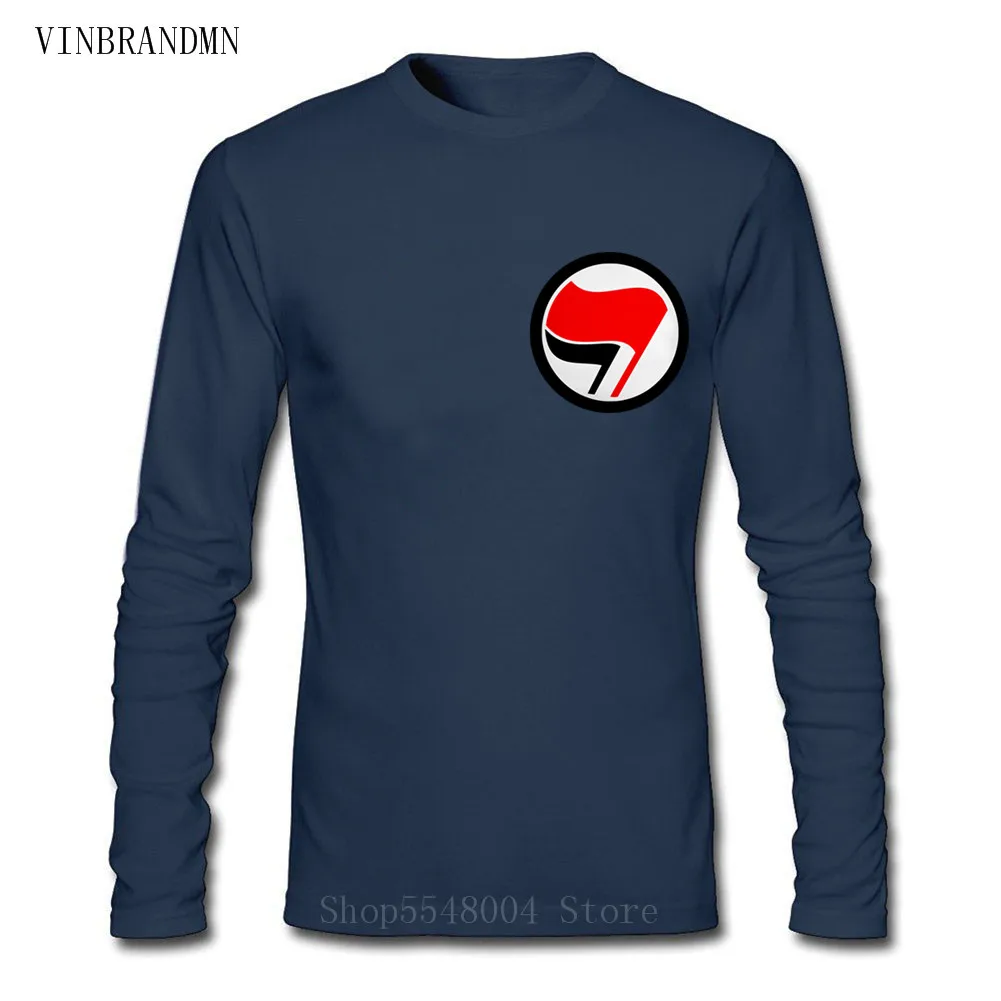 Peace Flag 3D Symbol Long Sleeve T-Shirt ANTIFA Antifascist Anarchy Anarchist T Shirt Men's Fashion Pocket Design Tees Camisetas | Мужская