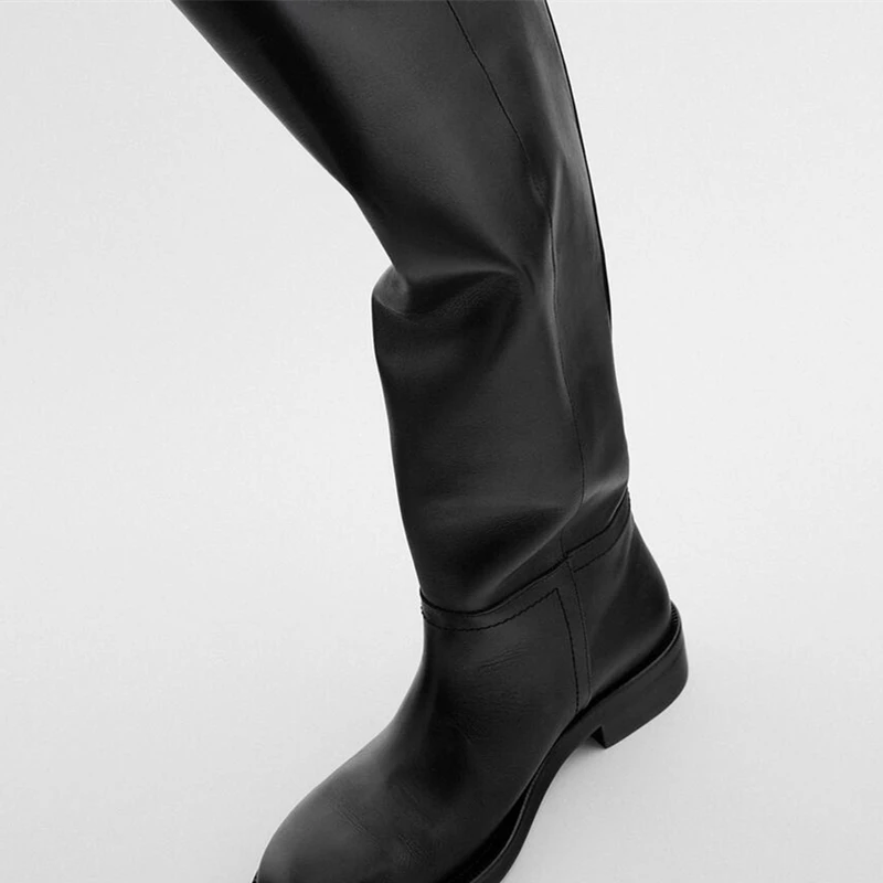cowhide knee high boots