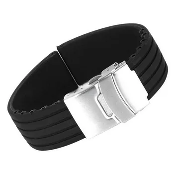 

18-24mm Waterproof Silicone Rubber Chic Wrist Watch Strap Band Deployment Buckle 634B