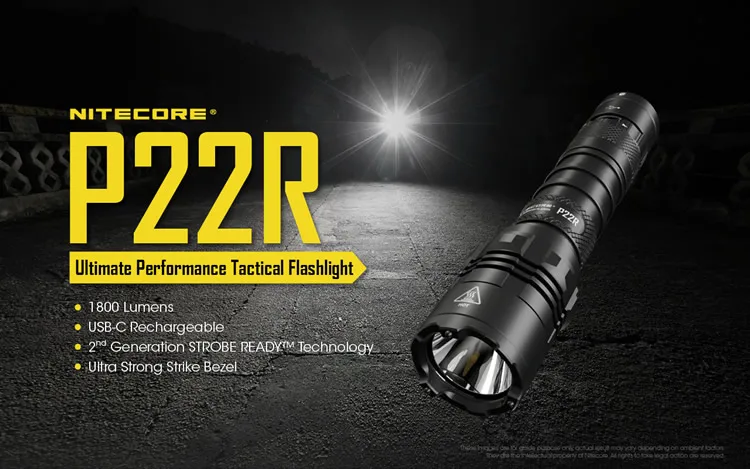 Atacado spotlight nitecore p22r + 18650 bateria