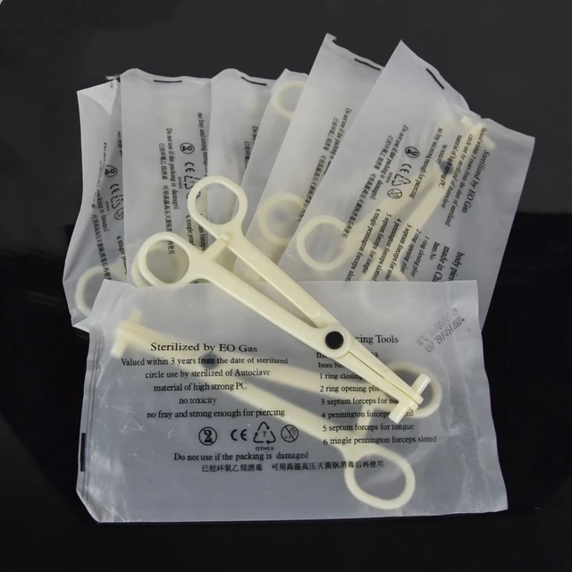 Body Piercing Clamps - 25PCS Disposable Forceps Clamp Claw Slotted Plier  Ear Nose Piercing Tools Septum Forceps for Lip Navel Tongue Belly Piercing