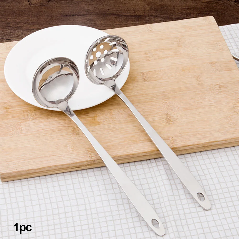 Slotted Spoon Colander Hanging Long Handle Non Slip Kitchen Supplies Heat Resistant Soup Portable Strainer Stainless Steel