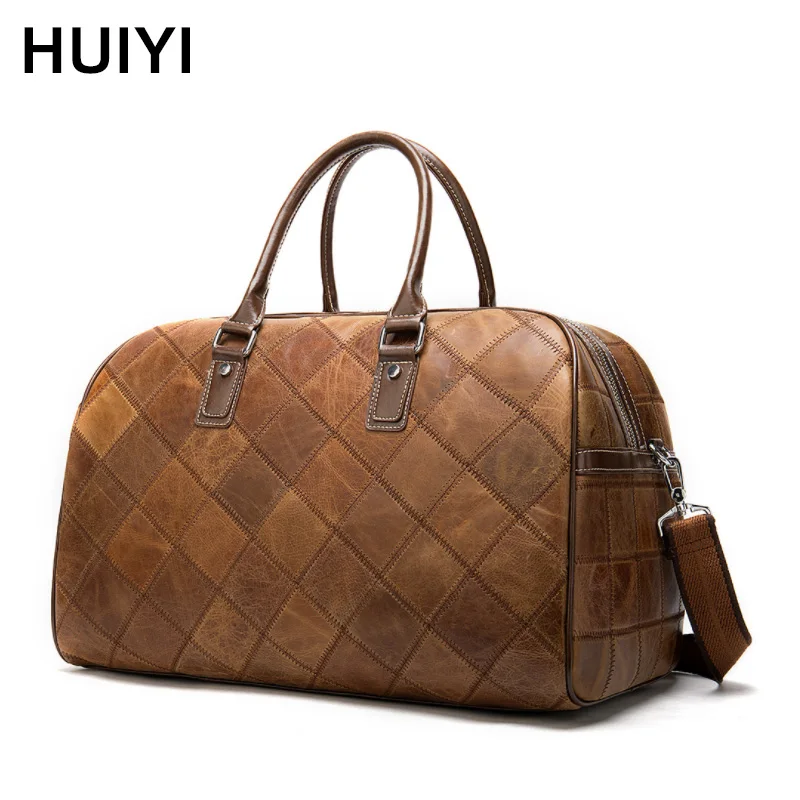 Genuine Leather Men's Travel Bag Vintage Duffle Bags Large Capacity Male Messenger Men Handbags Weekend | Багаж и сумки
