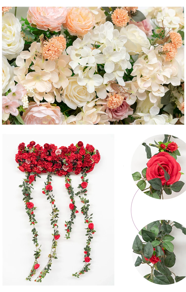JAROWN Artificial Rose Flower Row Floral Arch Decor Wedding Main Table Decoration Wedding Background Wall Props Sztuczne Kwiaty (10)
