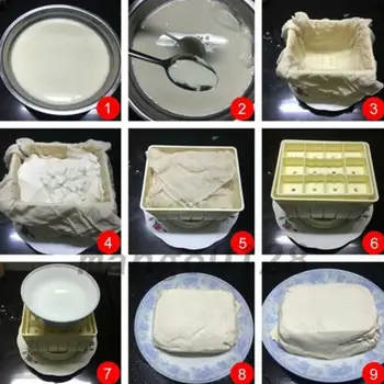

Tofu Press Plastic Mould With Cheese Cloth Diy Homemade Making Set Cooking Tool Machine Mould Medium Soybean Box Curd Kitch K1G8