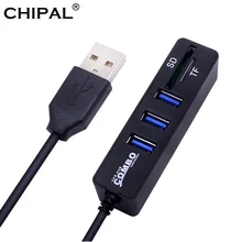 CHIPAL Mini 2 в 1 Combo 3 порта USB 2,0 концентратор USB2.0 сплиттер+ кардридер для SD TF Micro SD для ПК компьютера ноутбука