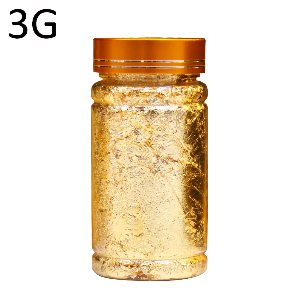 Gold Leaf Flakes for Nail Decorations Gliding Arts Crafts Painting Gold Foil Fragments Craft Paper Pieces 3g/Bottle gold leaf flakes